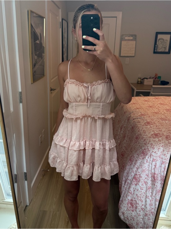 Free People Dresses & Skirts - Women’s Pink Ruffle Tiered Mini Dress